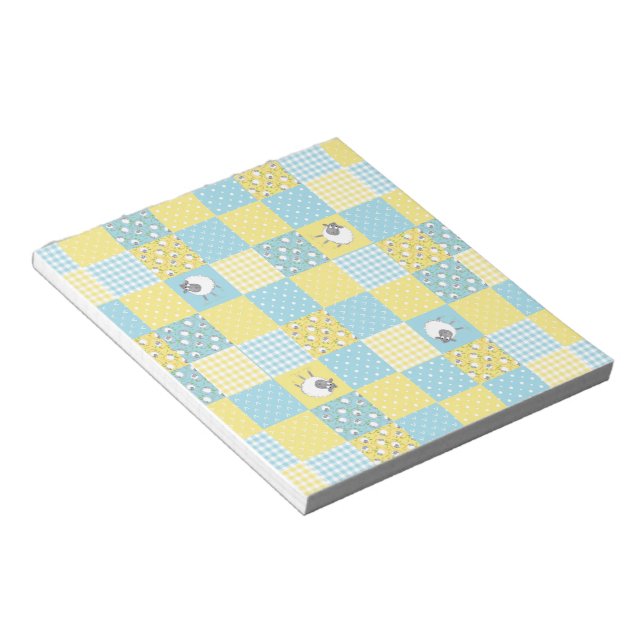 Bloc De Notas Cómic Sheep, Country Style, Faux Patchwork Notepad (Lado Derecho)