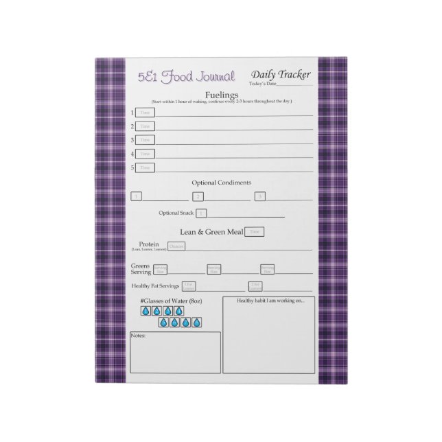 Bloc De Notas Comida Purple Plaid 5 y 1 (Lado Izquierdo)