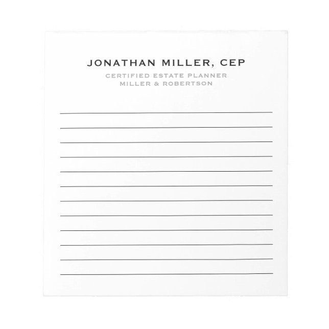 Bloc De Notas Compañía de títulos de nombre en línea profesional (Frente)