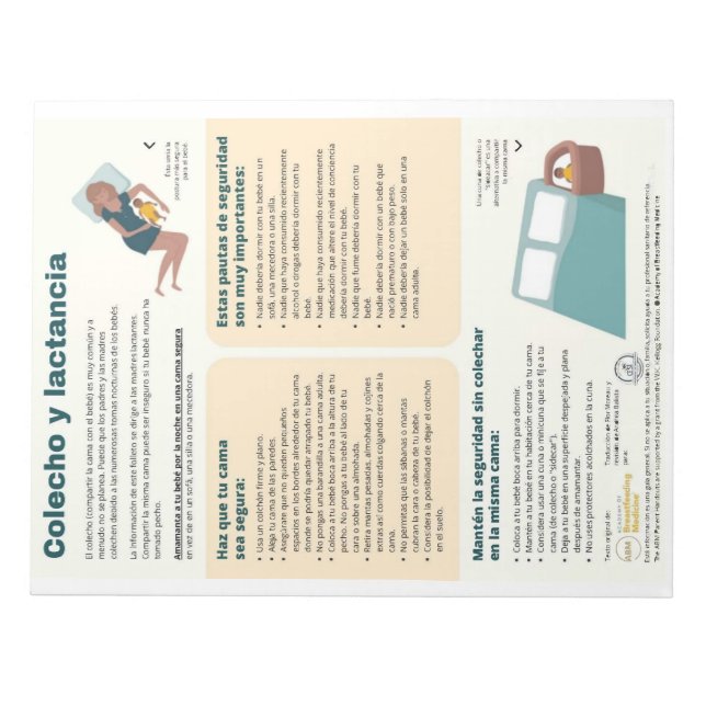 Bloc De Notas Compartir la cama y amamantar desechable (español) (Frente)
