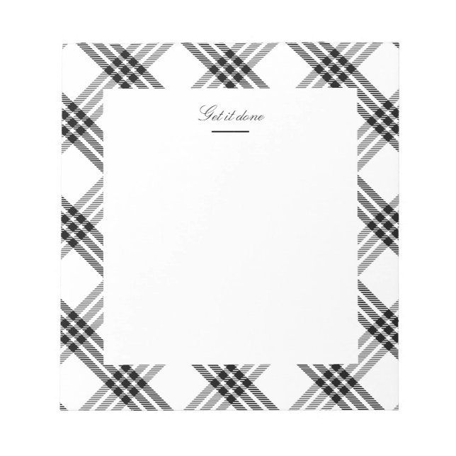 Bloc De Notas Comprobación de búfalo en blanco y negro (Frente)