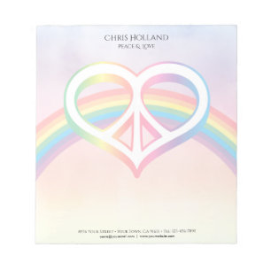 Bloc de notas con arcoiris de paz y amor