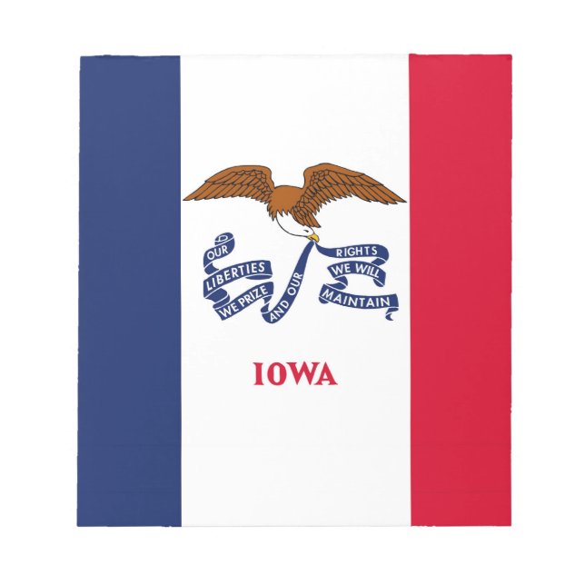 Bloc de notas con bandera del estado de Iowa (Frente)