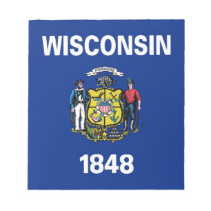 Bloc de notas con bandera del estado de Wisconsin