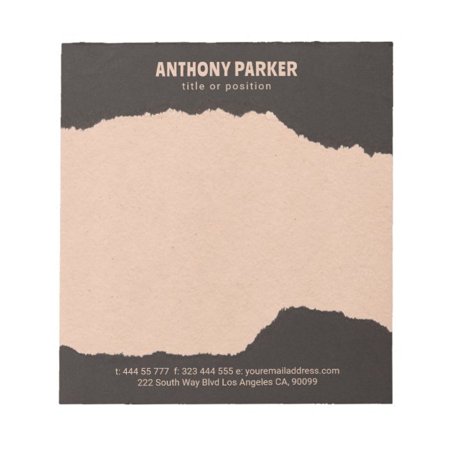 Bloc de notas con bordes rotos de papel negro y cr (Frente)