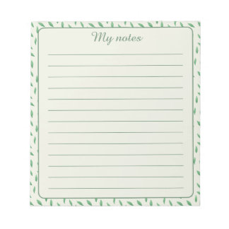 Bloc De Notas con diseño de hojas verdes