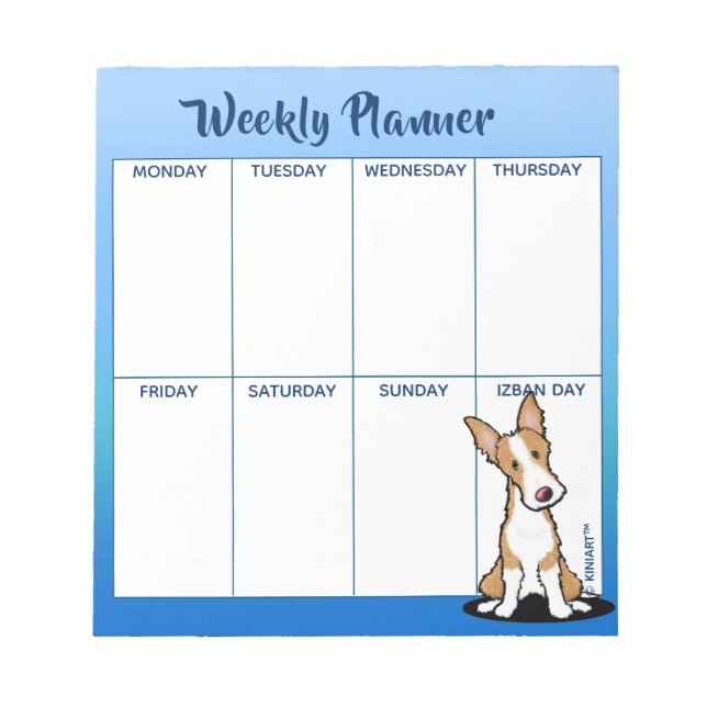 Bloc de notas con horario semanal de Ibiza (Frente)