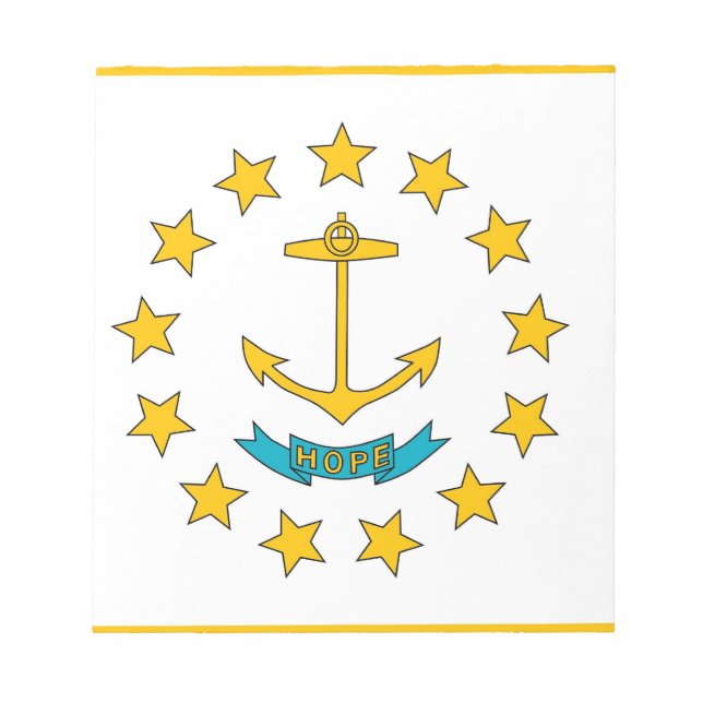 Bloc de notas con la bandera del estado de Rhode I (Frente)