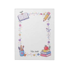 Bloc de notas con marco de doodle pastel personali