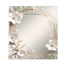 Bloc de notas con marco floral blanco ornamentado