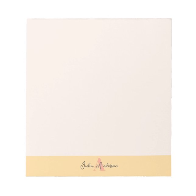 Bloc de notas con monograma rosa y amarillo (Frente)