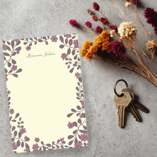 Bloc de notas con nombre CUSTOM de marco floral de