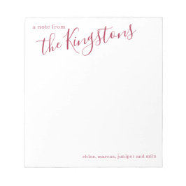 Bloc de notas con nombre de familia de cartón