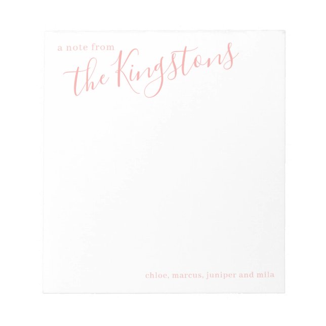 Bloc de notas con nombre de familia rosa Rosa (Frente)