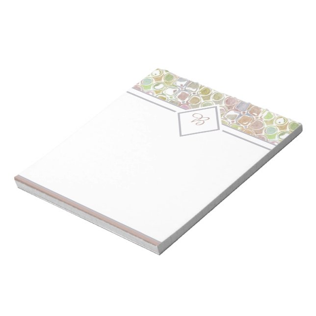 Bloc de notas con patrón retro rosa y verde (Lado Izquierdo)