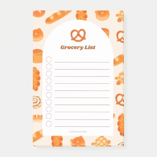 Bloc de notas con tema de panadería con panes japo (Anverso)