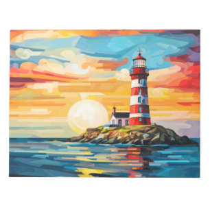 Bloc De Notas Concepto de faro Resumen Colorido Paisaje Mar