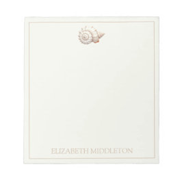 Bloc De Notas Concha de mar costera personalizada crema y beige
