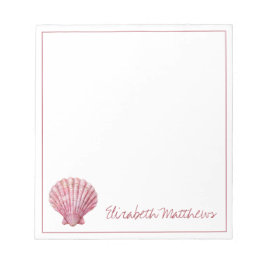 Bloc De Notas Concha de mar rosa costera en Blanco Personalizado