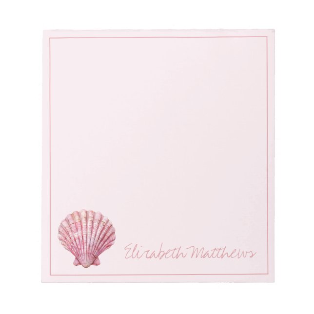 Bloc De Notas Concha de mar rosa costera personalizada (Frente)
