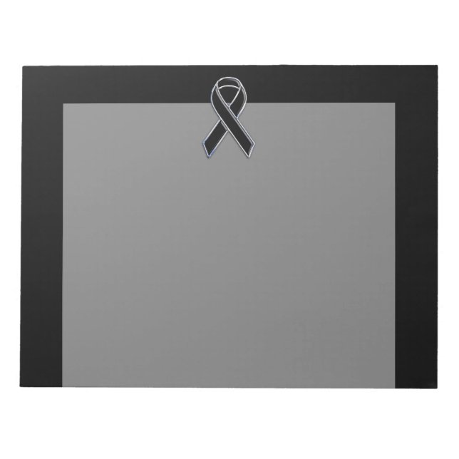 Bloc De Notas Conciencia de la cinta negra de estilo cromado en  (Frente)
