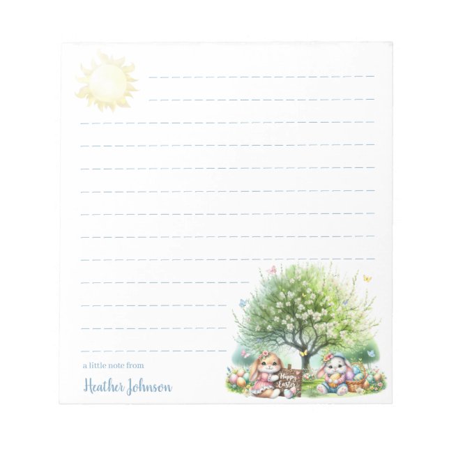 Bloc De Notas Conejitos de Pascua Personalizados (Frente)