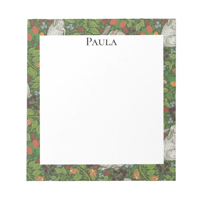 Bloc De Notas Conejo de conejo blanco victoriano en Jardín (Frente)