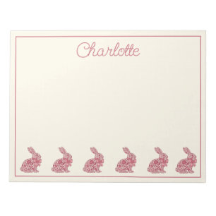 Bloc De Notas Conejo de Pascua Chinoiserie Rosa y Crema