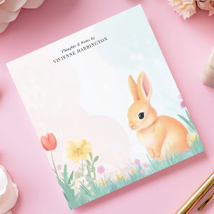 Bloc De Notas Conejo de Pastel y Flor Silvestre Personalizado