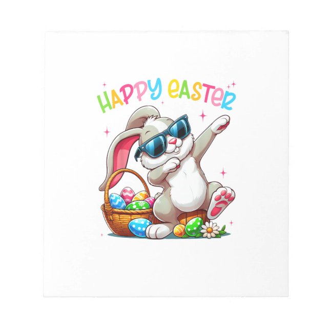 Bloc De Notas Conejo divertido haciendo dabbing Pascua Feliz Pas (Frente)