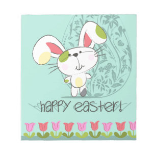 Bloc De Notas Conejo personalizado Cute Blue Happy Easter