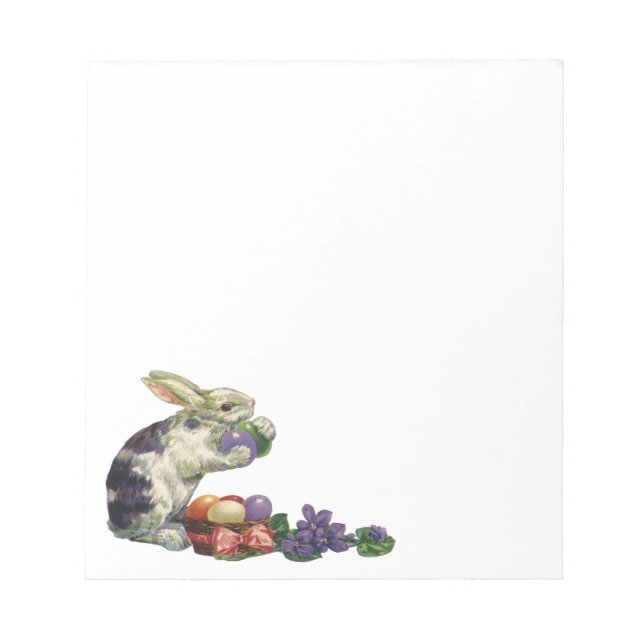 Bloc De Notas Conejo victoriano de Pascua, flores y huevos (Frente)