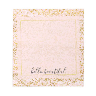 Bloc De Notas Confetán rosa blanco dorado