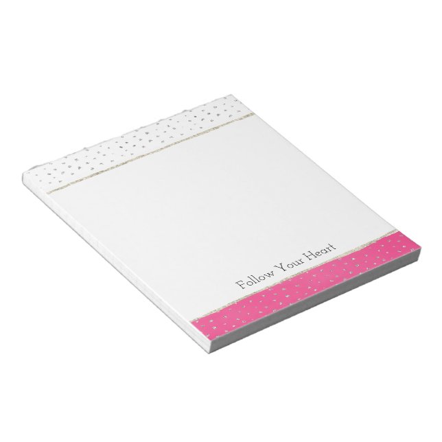 Bloc De Notas Confeti plateado con ombre de acuarela rosa (Lado Derecho)