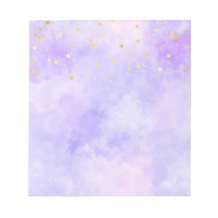 Bloc De Notas Confetti dorado de tinte rosado y morado