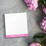 Bloc De Notas Confetti Rosa Tiny Colorful Añade tu nombre<br><div class="desc">Téngase en cuenta con pequeños confetti coloridos esparcidos por la página y su nombre en una fuente contra un borde rosa profundo en la parte inferior de la página. Un billete divertido y personalizado con tu nombre en rosa y blanco y una tonelada de mini confetti en rosa, morado, amarillo,...</div>