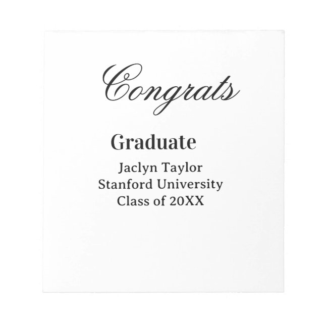 Bloc De Notas Congrats graduation name university name class of  (Frente)