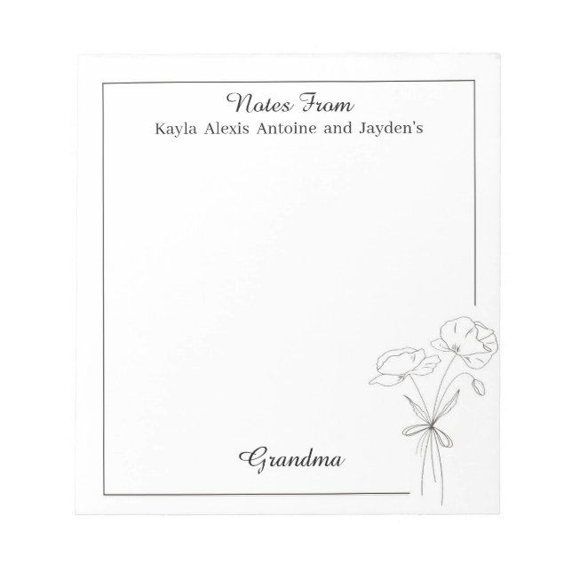 Bloc De Notas Conjunto floral de papel estacional personalizado  (Frente)