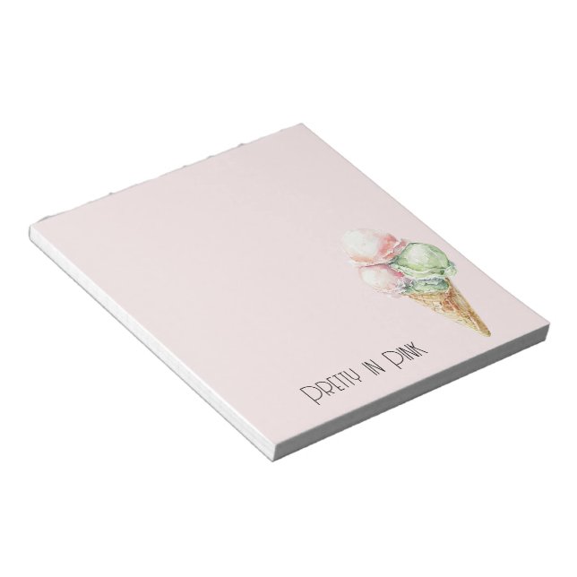 Bloc De Notas Cono de helado de menta rosa (Lado Derecho)
