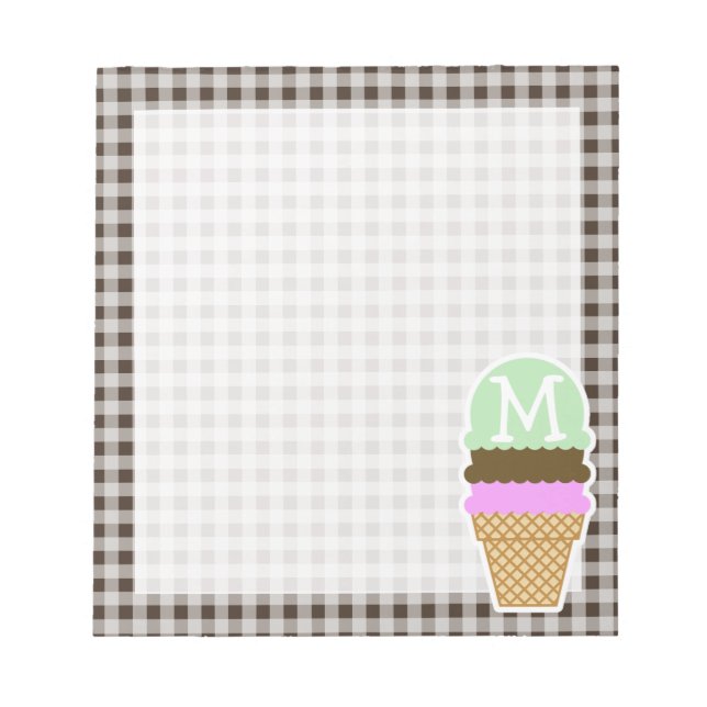 Bloc De Notas Cono de helado en Bistre Brown Gingham (Frente)