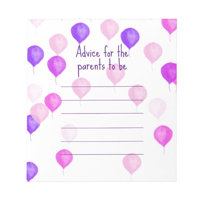 Bloc De Notas Consejos de baby shower rosa para nuevos padres (Frente)