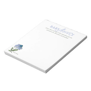 Bloc De Notas Consejos Florales para Baby Shower de Campo Azul y