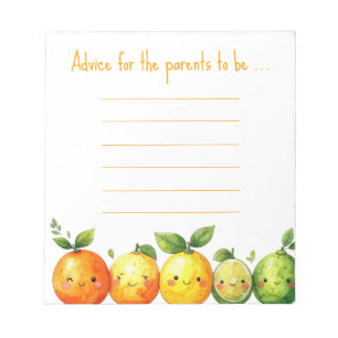 Bloc De Notas Consejos para padres en baby shower de frutas cítr