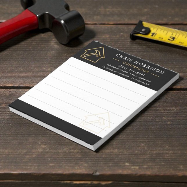 Bloc De Notas Construction Company Black Gold Notepad (Subido por el creador)
