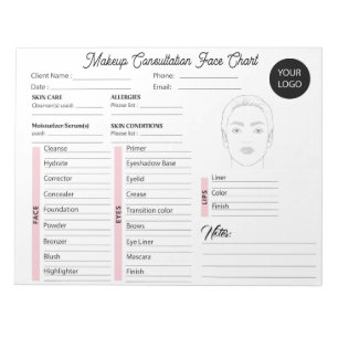 Bloc De Notas Consulta de maquillaje: gráfico blanco y rosado