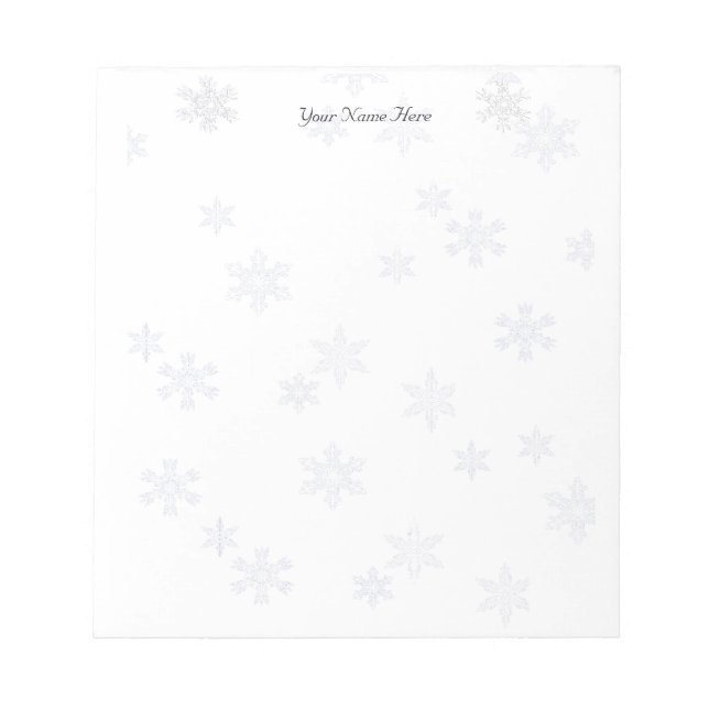 Bloc De Notas Copos de nieve blanco elegante (Frente)