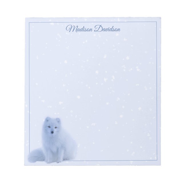 Bloc De Notas Copos de nieve de invierno azul personalizado de F (Frente)