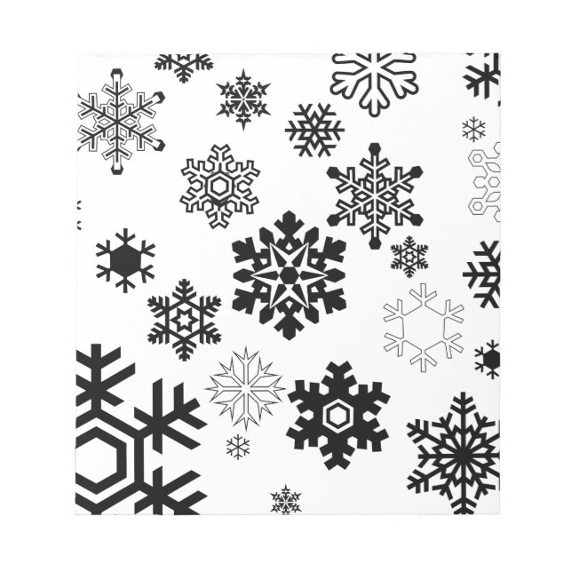 Bloc De Notas Copos de nieve negros y blancos (Frente)
