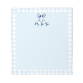 Bloc De Notas Coqueta floral azul personalizada Elegante Bow