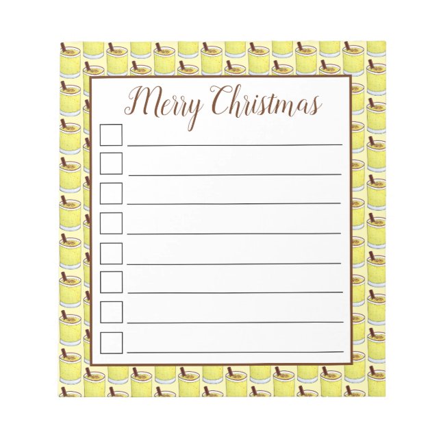 Bloc De Notas Coquito Bebida de huevo puertorriqueña Feliz Navid (Frente)